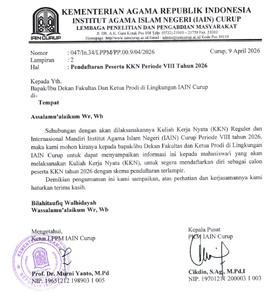 PENGUMUMAN  PENDAFTARAN KULIAH KERJA NYATA (KKN) PERIODE VIII TAHUN 2026