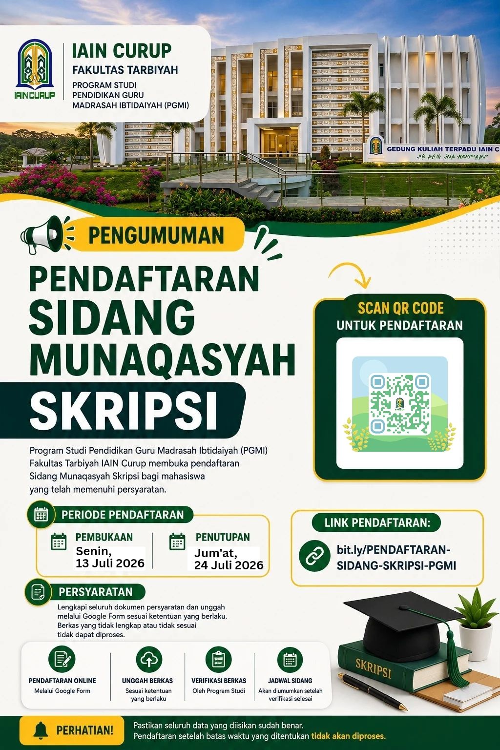 PENGUMUMAN PENDAFTARAN SIDANG SKRIPSI PRODI PGMI IAIN CURUP