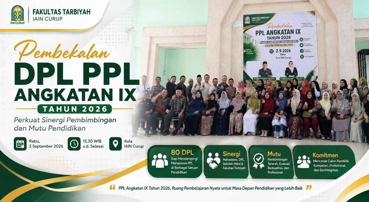 Fakultas Tarbiyah IAIN Curup Bekali 80 DPL PPL Angkatan IX Tahun 2026, Perkuat Sinergi Pembimbingan dan Mutu Pendidikan